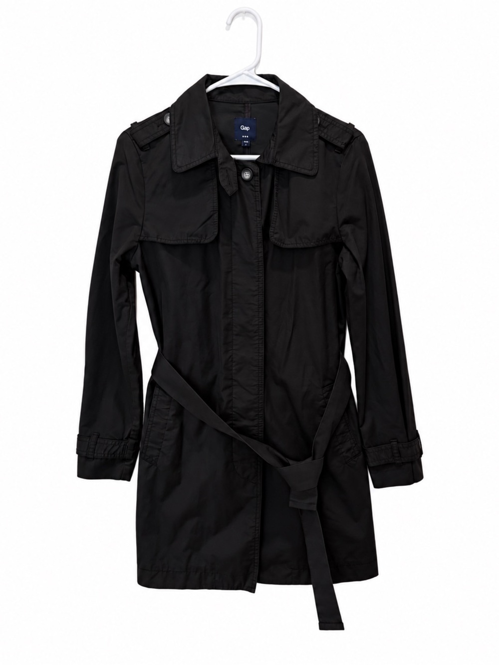 Gap Women’s Black Trench Coat Belted Lightweight Jacket Size M